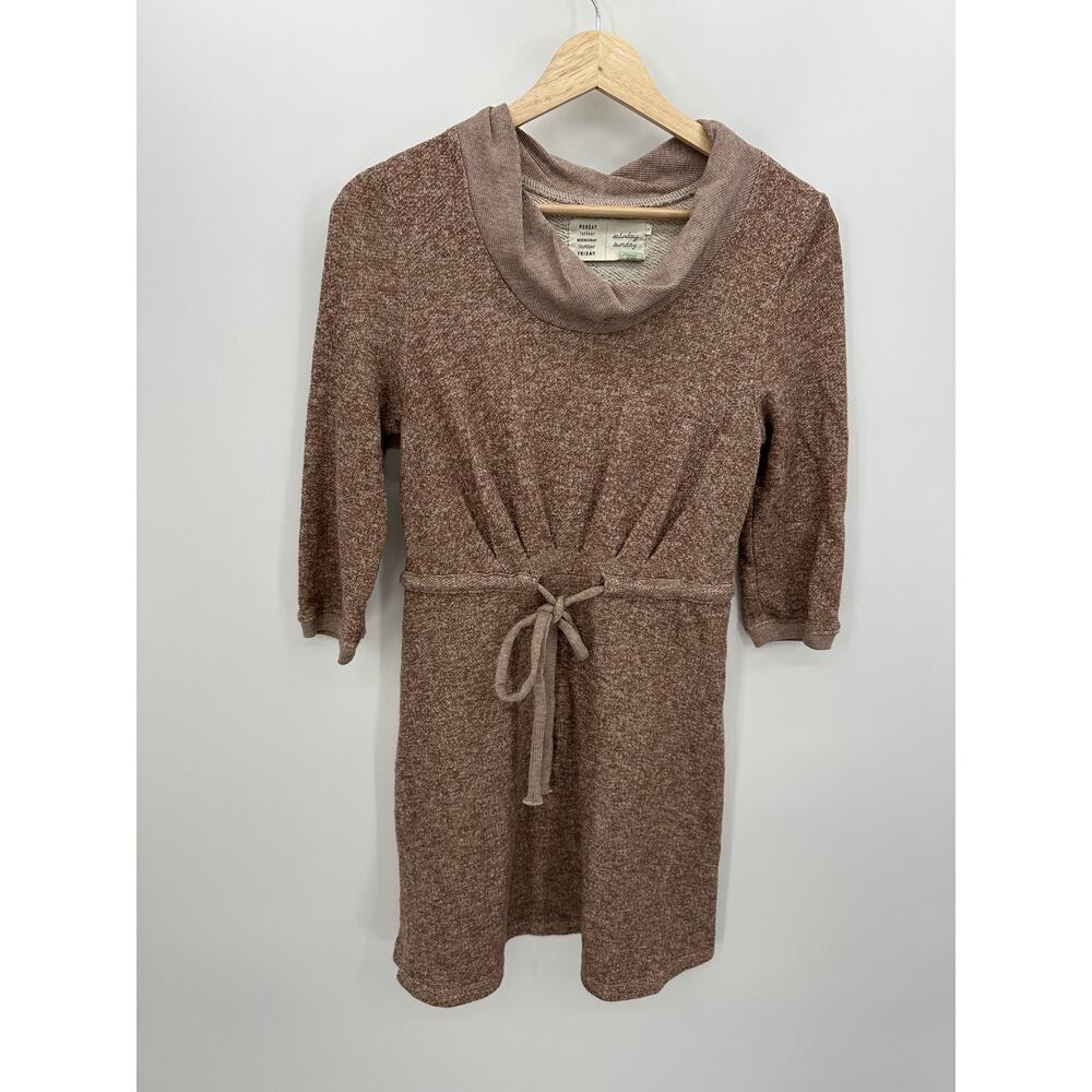 Saturday Sunday Sweater Dress Women Scoop Neck Tie Waist Half Sleeve Sz Small
